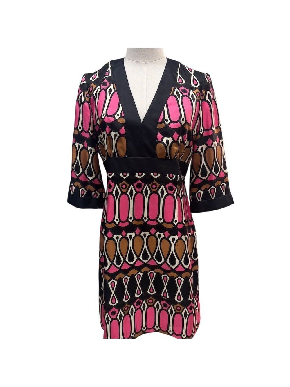 EUC Milly Women's Size 6 Vintage Geometric Print Silk Mini Dress